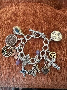 Vintage Lucky Brand Silver-Tone Multi-Charm Bracelet